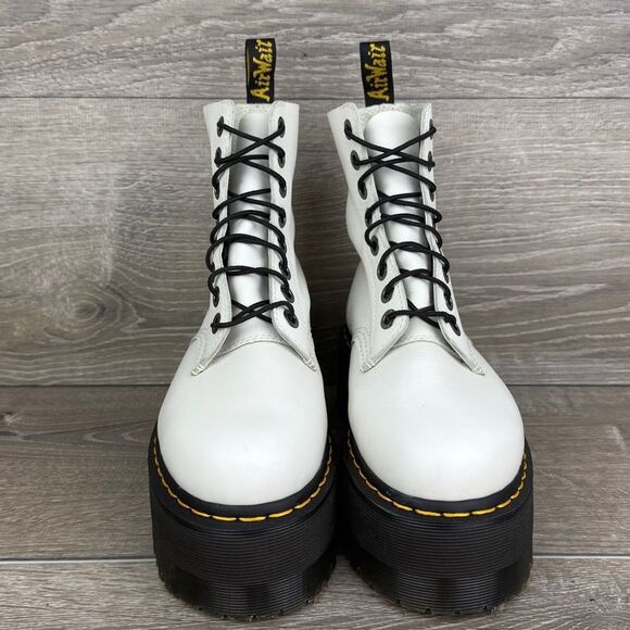 Dr Martens 1460 Pascal Max Women’s Sz 7 White Leather Platform Combat Boots - Picture 2 of 11